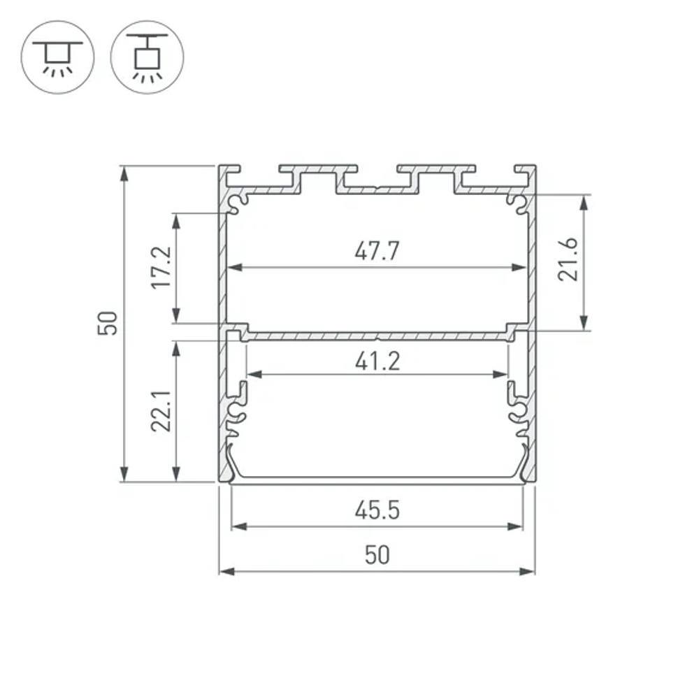 Профиль LINE-M-5050-2500 BLACK (Arlight, Алюминий) 057532