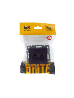 Розетка компьютерная двойн. СП RJ45 кат.5E BRITE РК10-2-БрЧ механизм черн. IEK BR-K20-1-K02