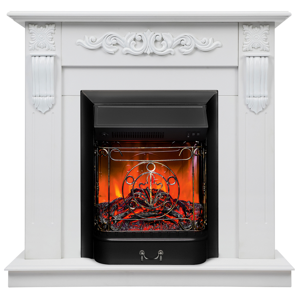 Каминокомплект Real Flame Dominica WT с очагом Majestic Lux Black (без пульта)