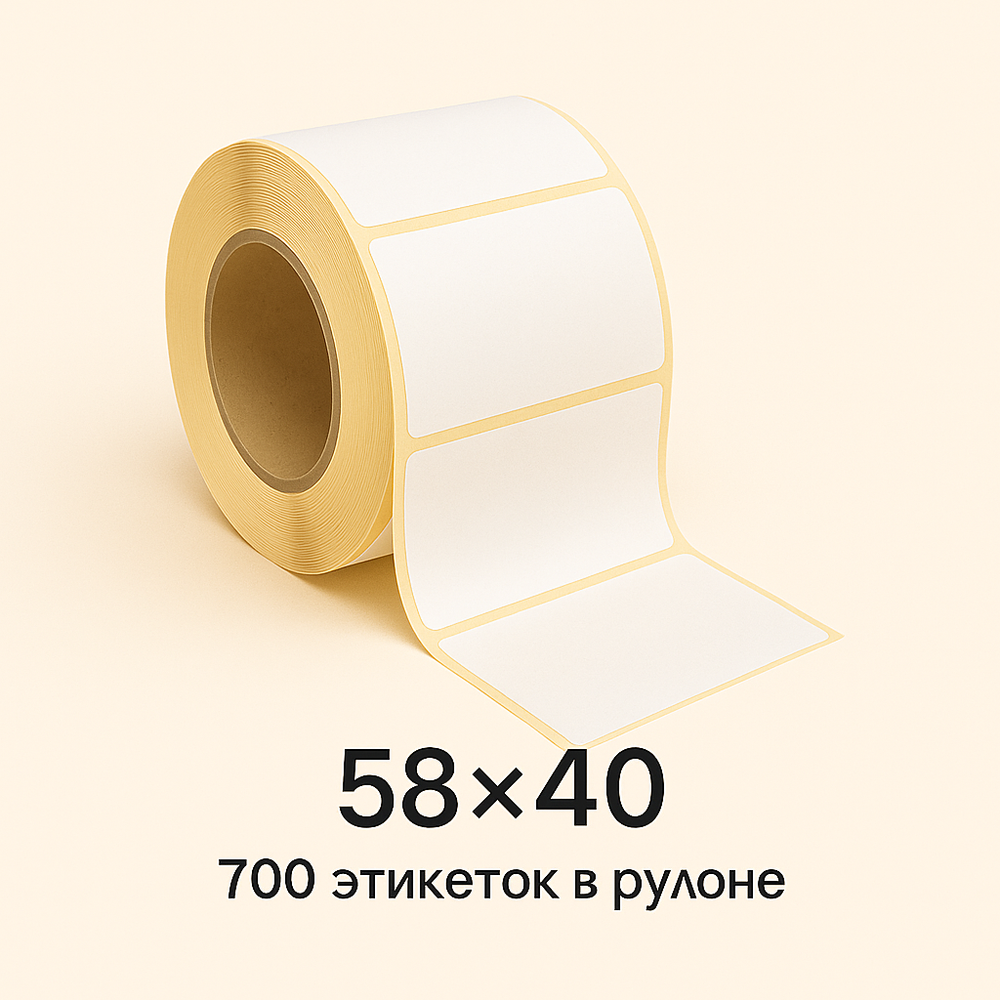 Термоэтикетки ТОП 58х40 мм, 700 штук в рулоне