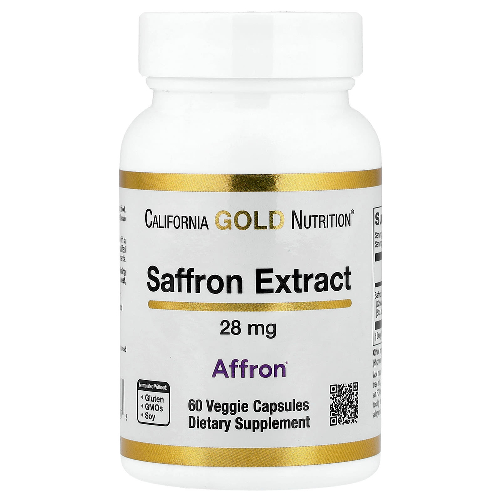 California Gold Nutrition, экстракт шафрана с Affron®, 28 мг, 60 растительных капсул