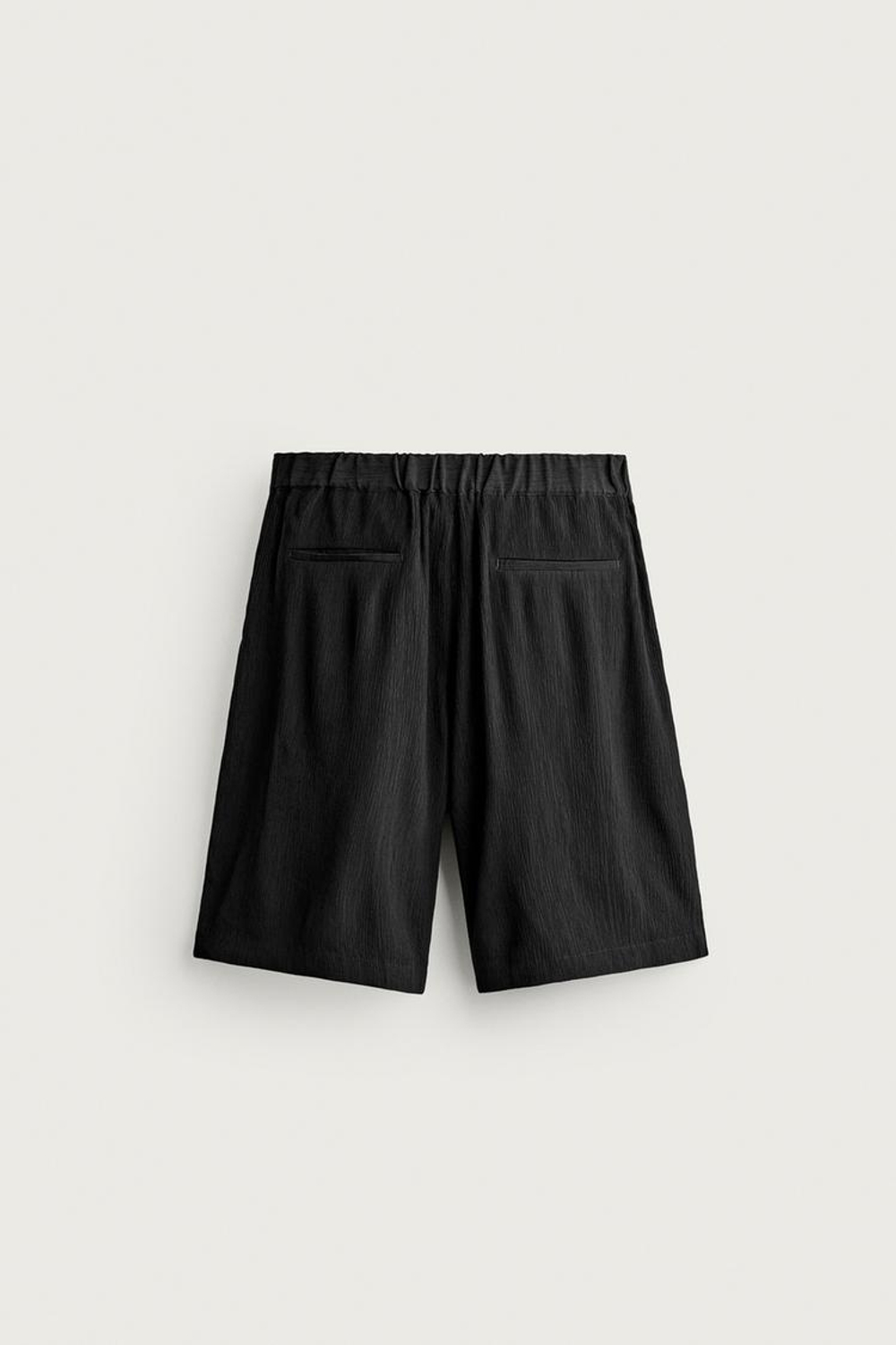 ZARA ШОРТЫ RELAXED FIT ИЗ РЕЛЬЕФНОЙ ТКАНИ, ЧЕРНЫЙ