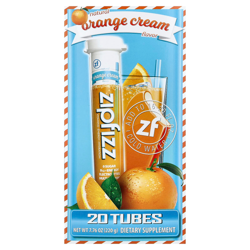 Zipfizz, Энергетическая смесь для здорового спорта с витамином B12, апельсиновый крем, 20 тюбиков по 11 г (0,39 унции)