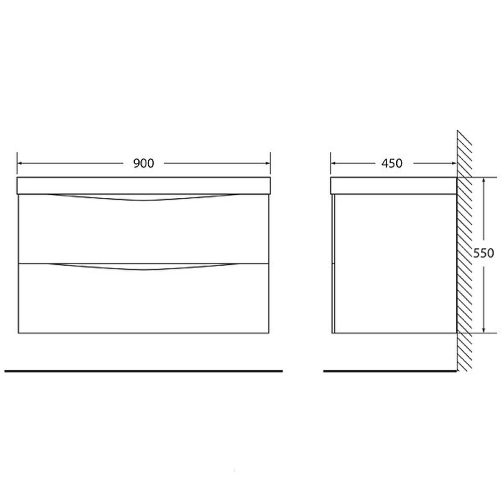 Тумба под раковину BelBagno Marino 90 MARINO-900-2C-SO-RG-P подвесная Rovere Grigio