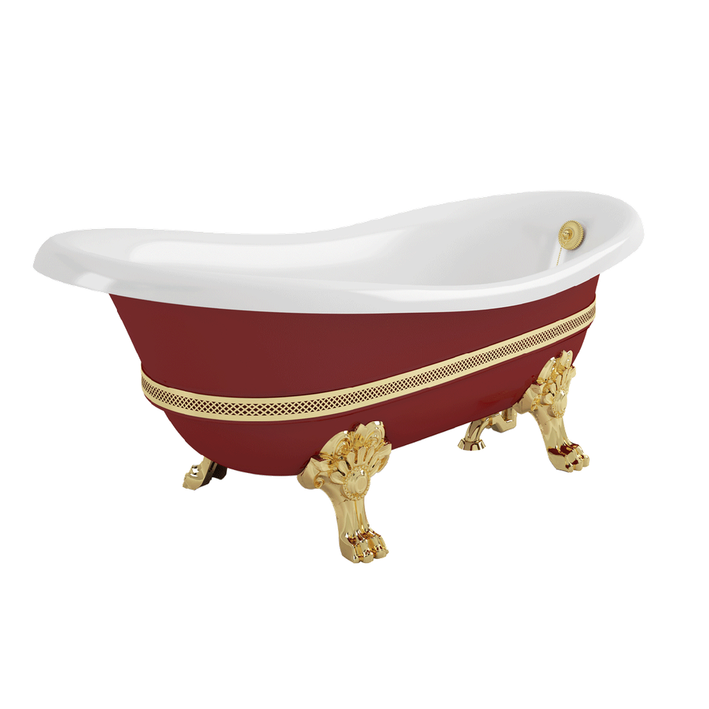 Ванна Migliore Bella на лапах с декором  красная/золото ножки MIGLIORE 170х80см 26976