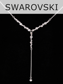Колье-чокер Лика с подвеской из белых кристаллов Swarovski в родии
