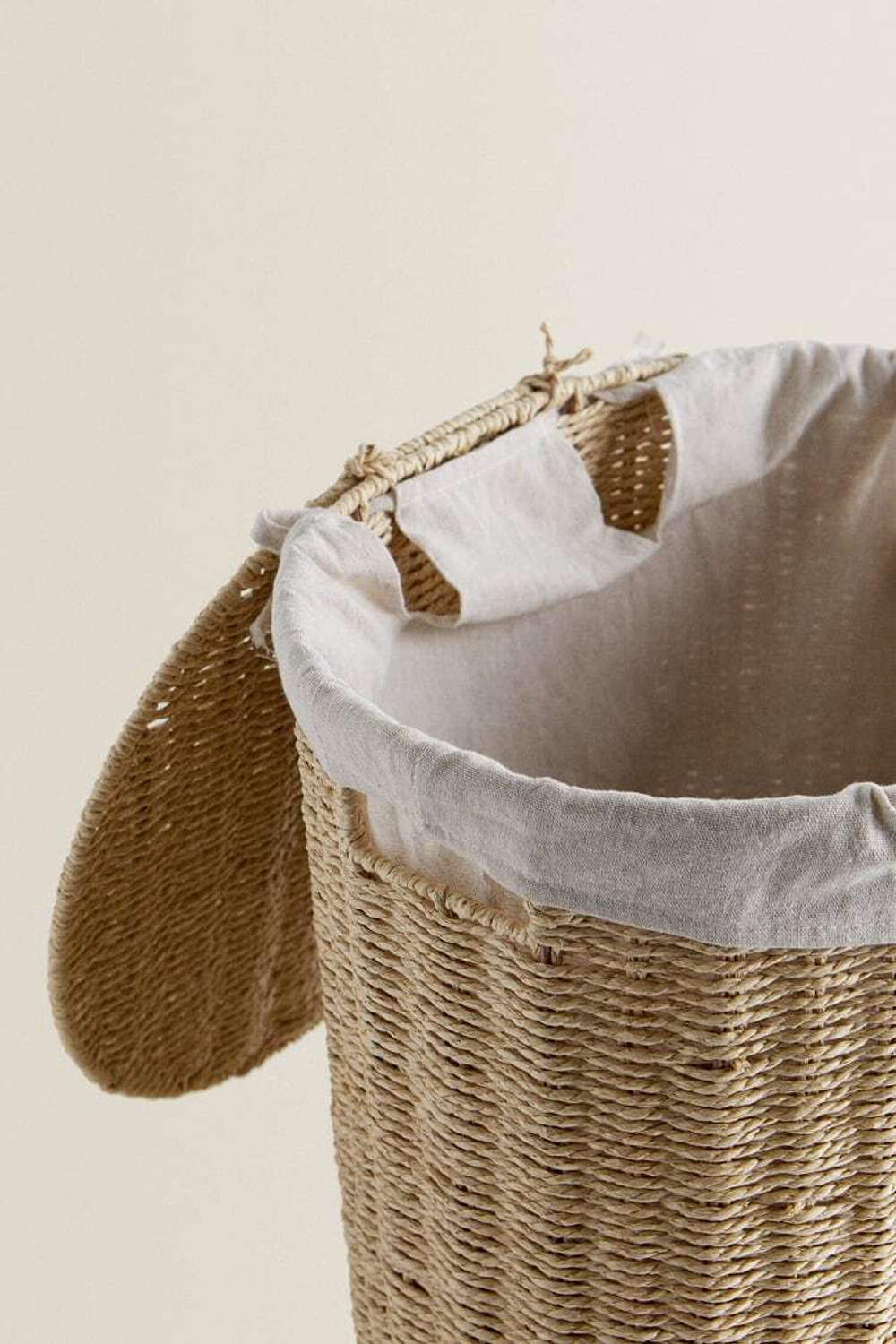 ZARA HOME КОРЗИНА ДЛЯ БЕЛЬЯ С ТКАНЕВОЙ ПОДКЛАДКОЙ, СВЕТЛО-БЕЖЕВЫЙ