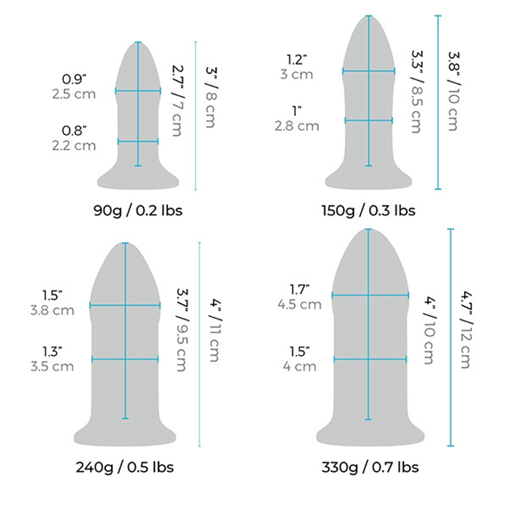 Набор стеклянных плагов 8, 10, 11, 12см b-Vibe Anal Dilators Set BV-037