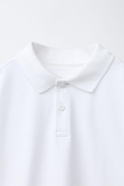ZARA БАЗОВОЕ ПОЛО ИЗ ПИКЕ, БЕЛЫЙ