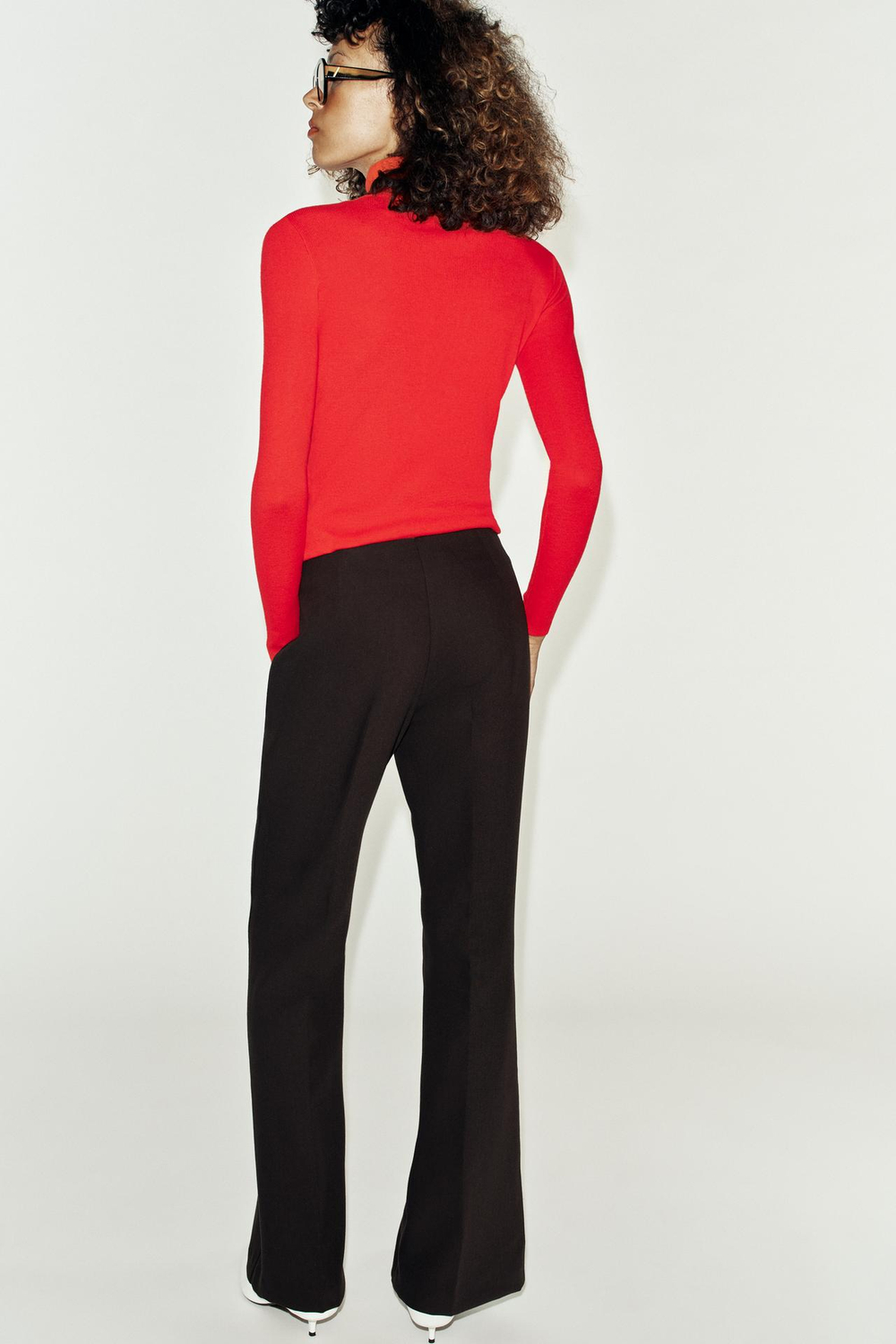 ZARA БРЮКИ FLARE С ЗАНИЖЕННОЙ ТАЛИЕЙ, КОРИЧНЕВЫЙ