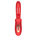 Красный вибратор 25,4см с функцией фингеринга и лизания Secwell Moving Mouth Kiss & Licking Tongue Vibrator with G-Spot Flapping Stimulator SW11024
