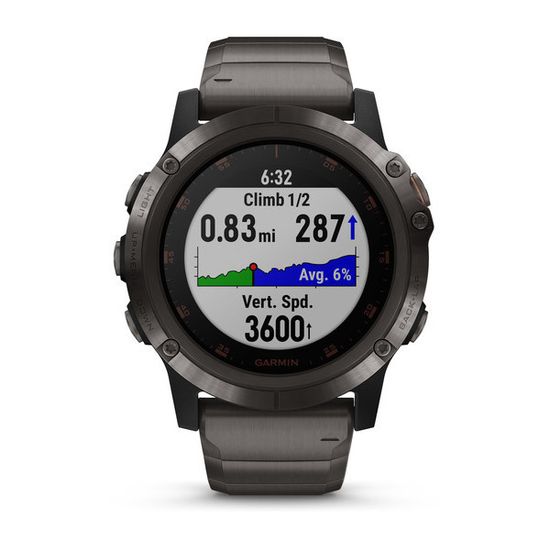 Мужские мультиспортивные часы Garmin Fenix 5X Plus Sapphire - титановый серый DLC с титановым DLC ремешком 010-01989-05