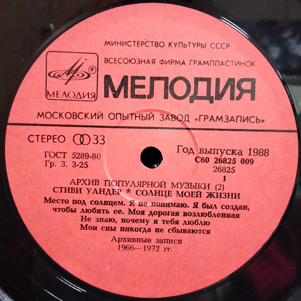 Стиви Уандер / Солнце Моей Жизни (LP)