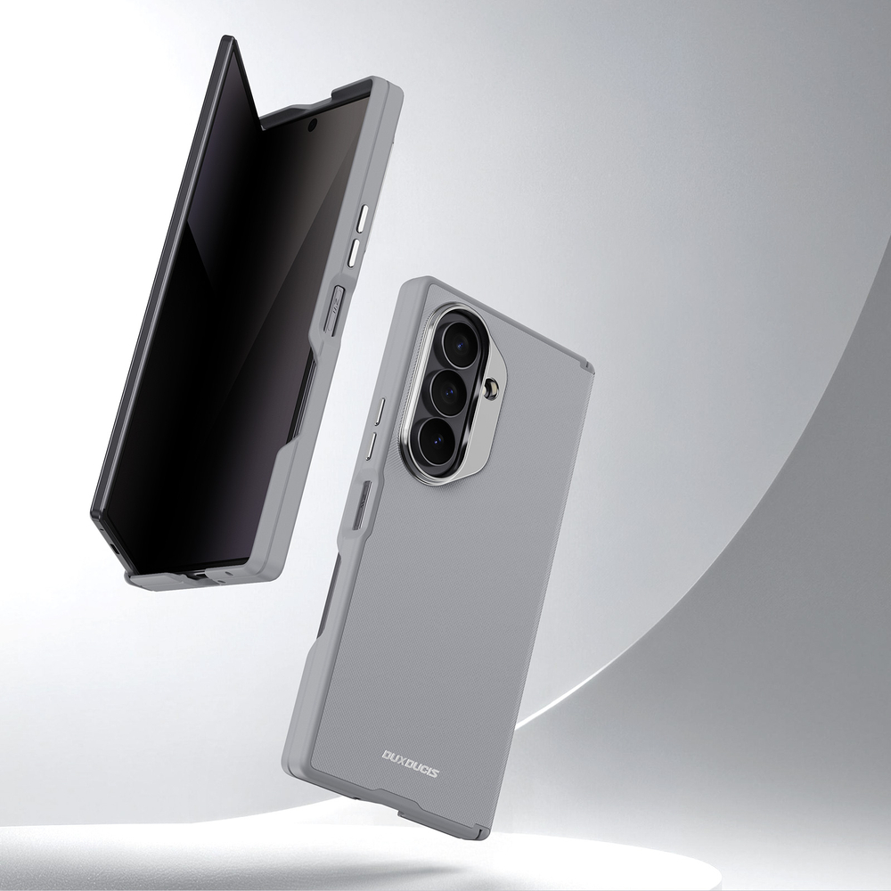 Чехол серого цвета с вставками из искусственной кожи для Samsung Galaxy Z Fold 8 Ultra, серия Vyne Series Case от Dux Ducis