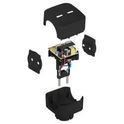 Разветвитель электрический ЭРА SP-2-USB-B на 2 розетки + 2xUSB 2400mA без заземления 10А черный | Электротовары