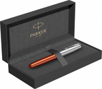 Ручка-роллер Parker Sonnet Essentials Orange SB Steel CT 2169230, цвет чернил black,перо: F, в подарочной упаковке.