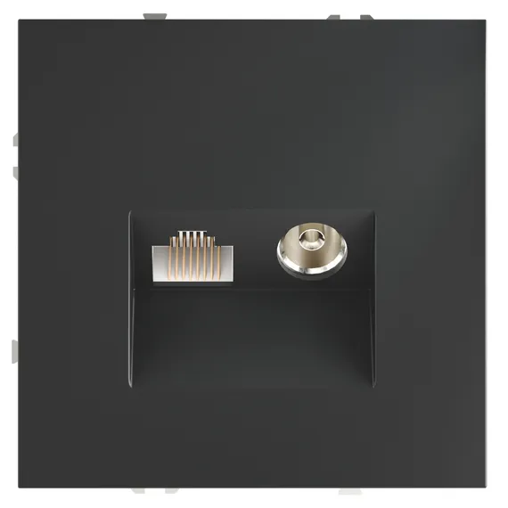 Розетка телевизионная TV+RJ45 Cat 6 Voltum S70 Графит VLS060707