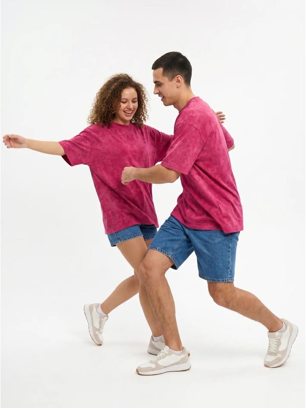 Футболка фуксия меланж  oversize XS-M