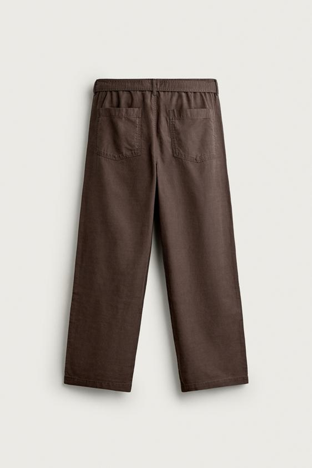 ZARA БРЮКИ RELAXED FIT СО СКЛАДКАМИ И РЕМНЕМ, СЕРО-КОРИЧНЕВЫЙ
