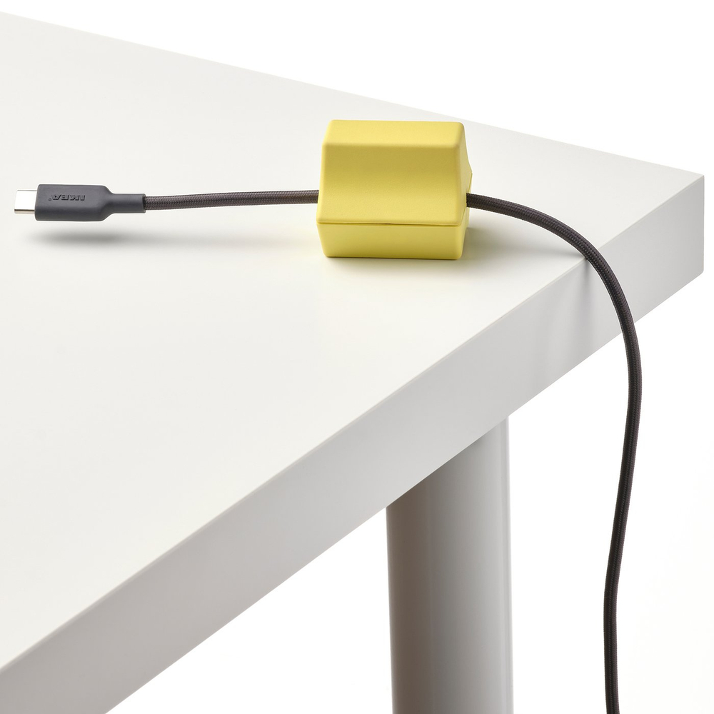 IKEA HAVSKÅL  (ИКЕА ХАВСКОЛ)  -  Утяжелитель для кабеля USB, 2 шт - чёрный/жёлтый