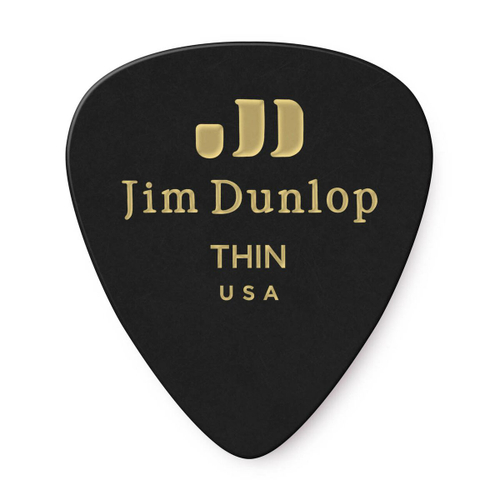 Dunlop 483P03TH Celluloid Black Thin 12Pack медиаторы, тонкие, 12 шт.