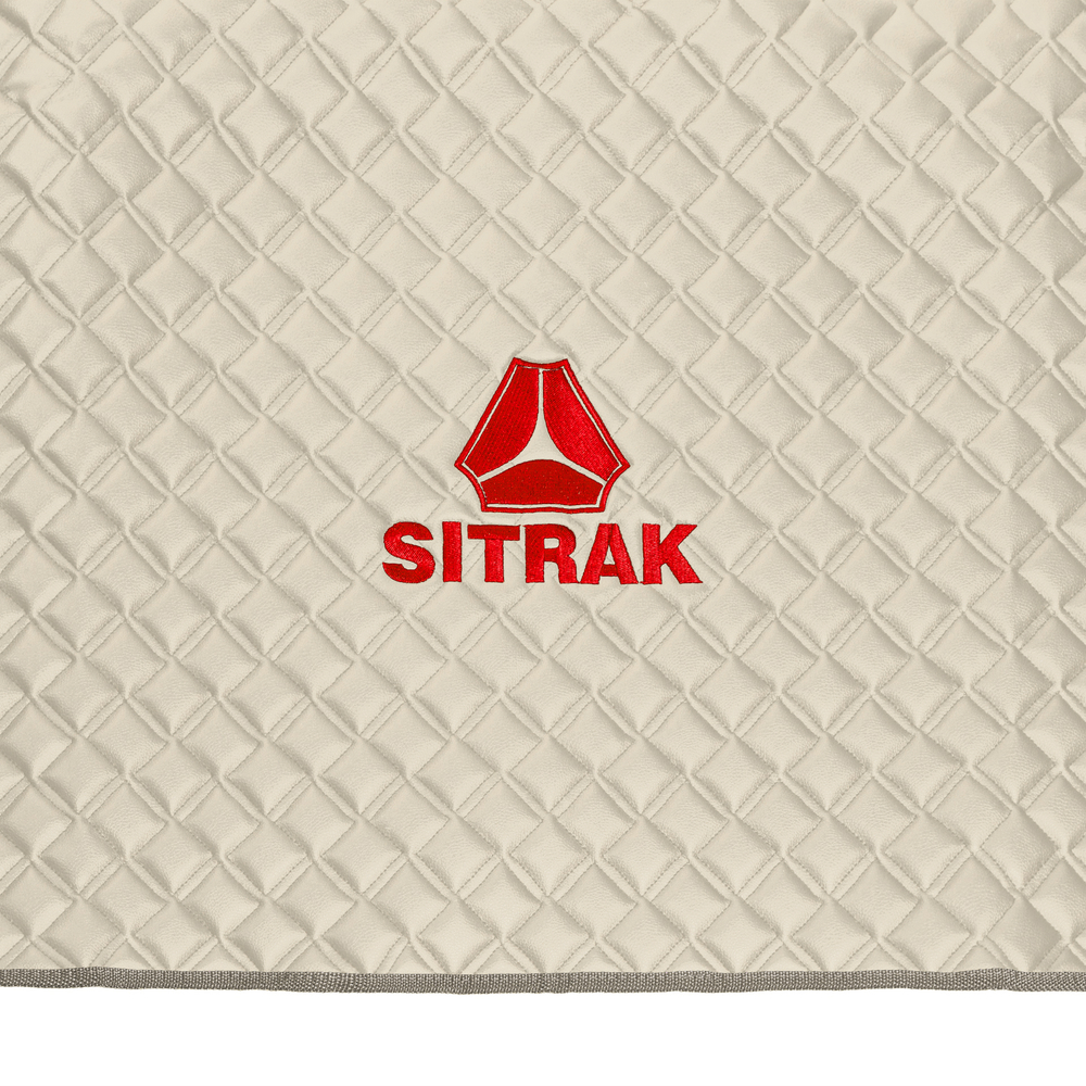 Ковры Sitrak MAX (экокожа, бежевый, бежевый кант, красная вышивка)