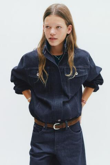 ZARA ДЖИНСОВАЯ КУРТКА BALLOON, СИНИЙ