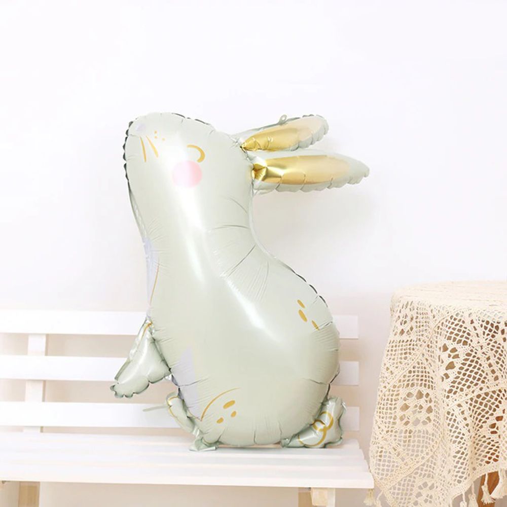 Шар (33''/84 см) Фигура, Большой Зайка, Золотые ушки, 1 шт.