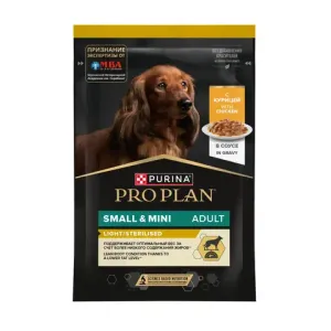 Пауч Pro Plan Opti Savour Weigt для взрослых собак мелких и карликовых пород, склонных к набору веса, с курицей в соусе