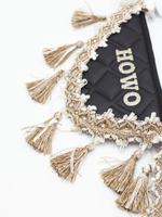 Вымпел тройной HOWO (экокожа, черный с бежевыми кисточками)