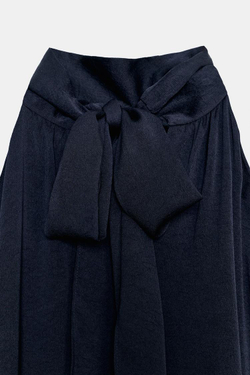 ZARA ПЛАТЬЕ МИДИ ХАЛТЕР С ВОЛАНОМ СНИЗУ, МОРСКОЙ СИНИЙ