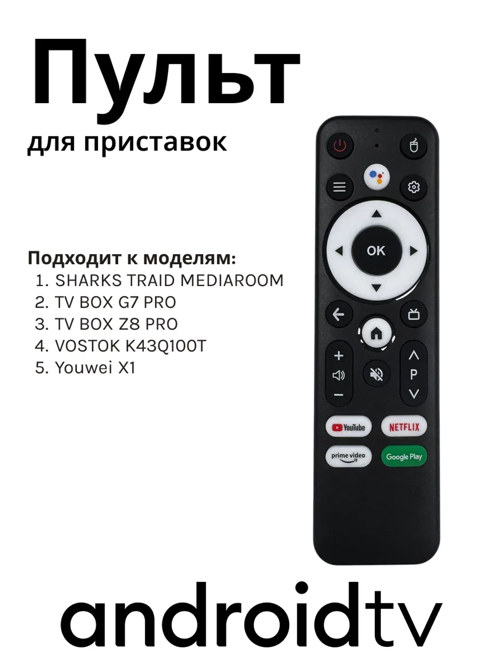 Пульт G7 PRO для IP-TV приставок и телевизоров VOSTOK PDUHBT048 с голосовой функцией и батарейками в комплекте  ( батарейки в комплекте) с голосовым управлением PDUHBT048