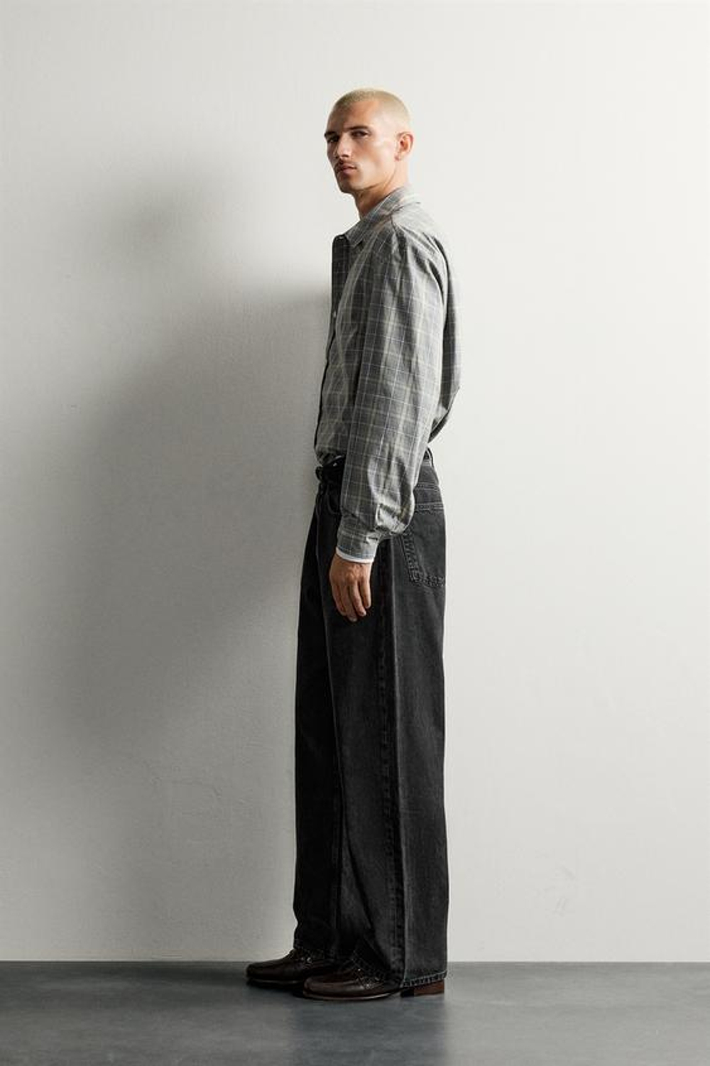 ZARA ДЖИНСЫ LOOSE FIT В ПОЛОСКУ, ЧЕРНЫЙ