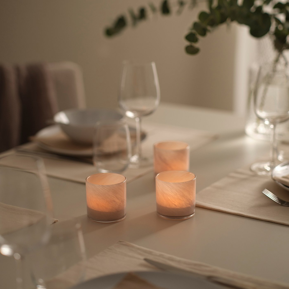 IKEA VINDSTILLA  (ИКЕА ВИНДСТИЛЛА)  -  Подсвечник для чайных свечей - бежевый 7 см