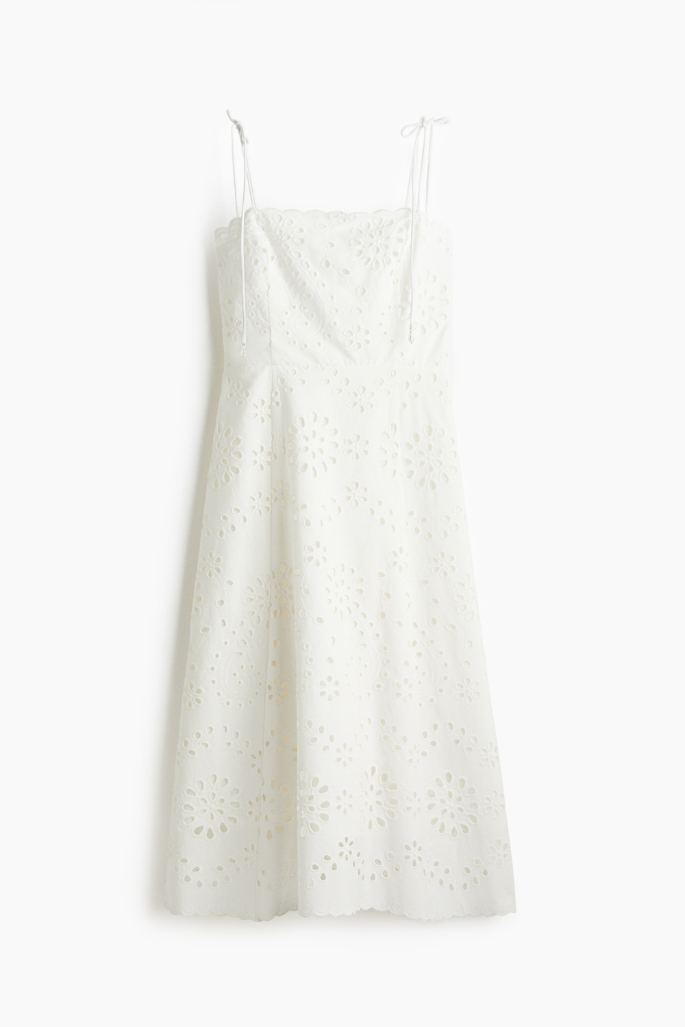 Платье с вышивкой и бретелями на завязках - H&M