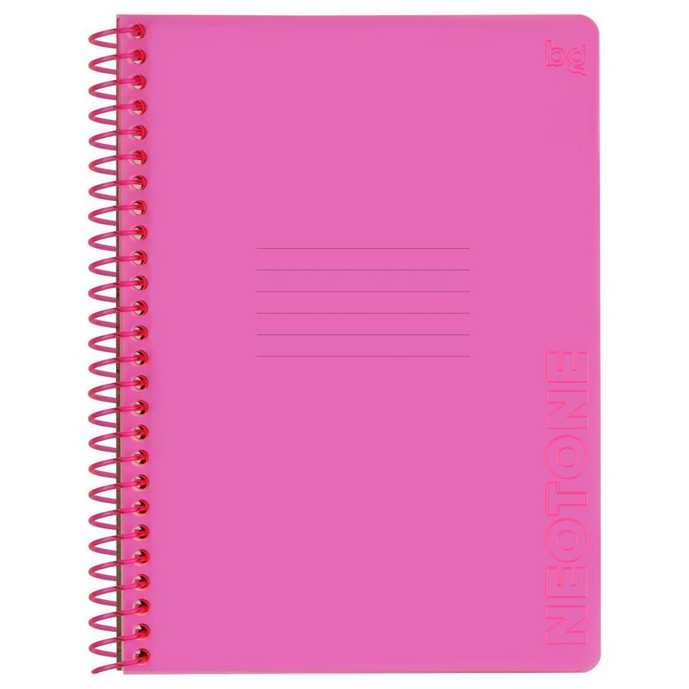 Тетрадь 48л. А5, клетка на пластиковом гребне, пластиковая обложка "Neon. Pink" (BG)