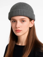 Шапка бини докер короткая зимняя осенняя вязаная