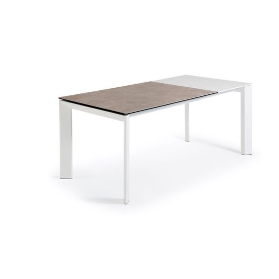 Стол Atta 120 (180) x80 белые ножки керамика Vulcano Ash