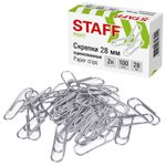 Скрепки STAFF, 28 мм, оцинкованные, 100 шт., в картонной коробке, 270451