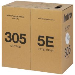 Кабель витая пара Intro I-U4PVC-305 для интернета U/UTP 4х2х24 AWG 5e Cu/медный PVC 305 м | Intro