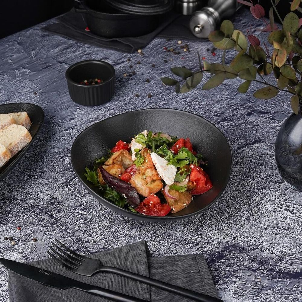 Салатник 600 мл 20*18,5 см h5,7 см Wave Up Smooth Black Raw Stellar P.L. Proff Cuisine [1]