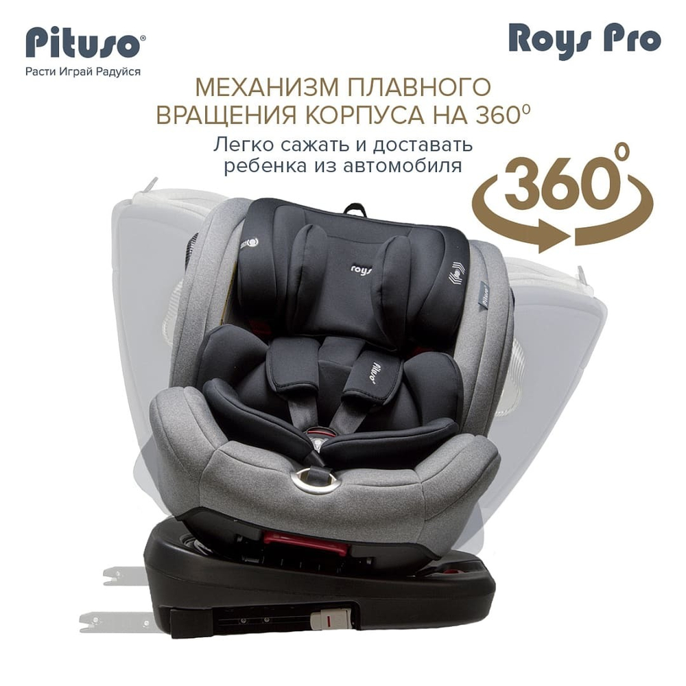 Pituso Удерживающее устройство для детей 0-36 кг Roys Grey, Black Inlay