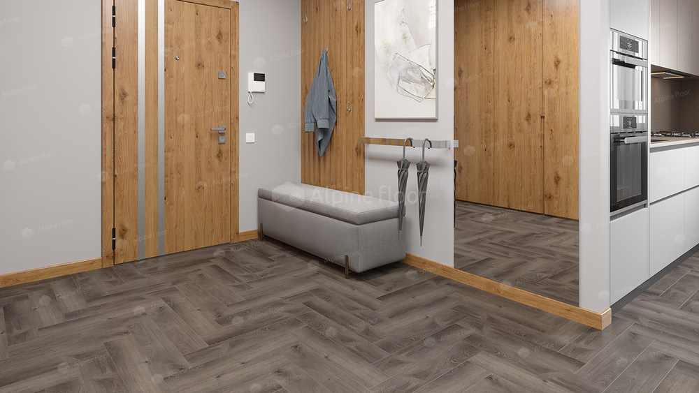 Каменно-полимерная плитка Alpine Floor Паркет лайт (Parquet Light) Дуб Мерга ЭКО 13-13