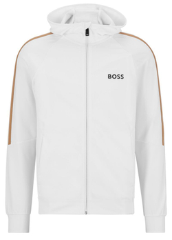 Мужская теннисная кофта BOSS x Matteo Berrettini Zip-Up Hoodie In Active-Stretch Jersey With Logo - белый