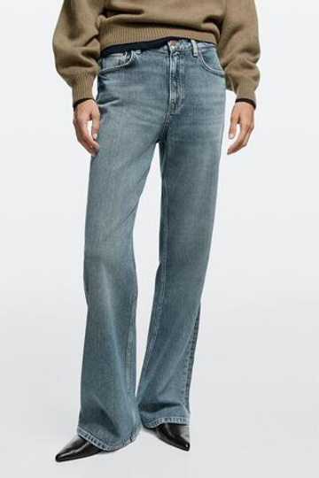 Massimo Dutti Джинсы с высокой талией и расклешенными штанинами, средне-синий