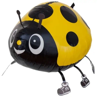 Шар 3D (18''/46 см) Ходячая Фигура, Божья коровка, Желтый, 1 шт. в уп.,