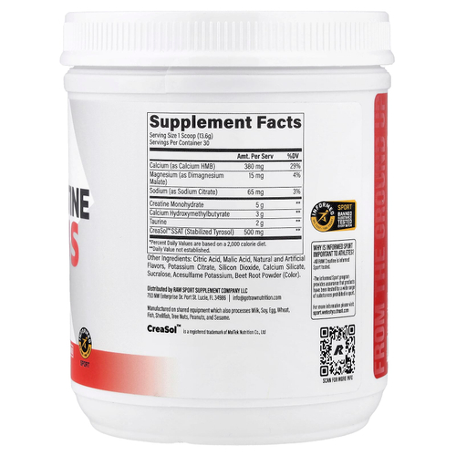 Raw Nutrition, Essentials, Creatine Plus, со вкусом кислого арбуза, 408 г (14,4 унции)