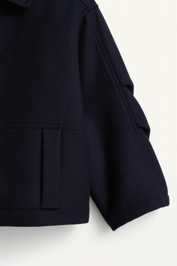 ZARA ШЕРСТЯНОЙ БОМБЕР - LIMITED EDITION, ТЕМНО-СИНИЙ