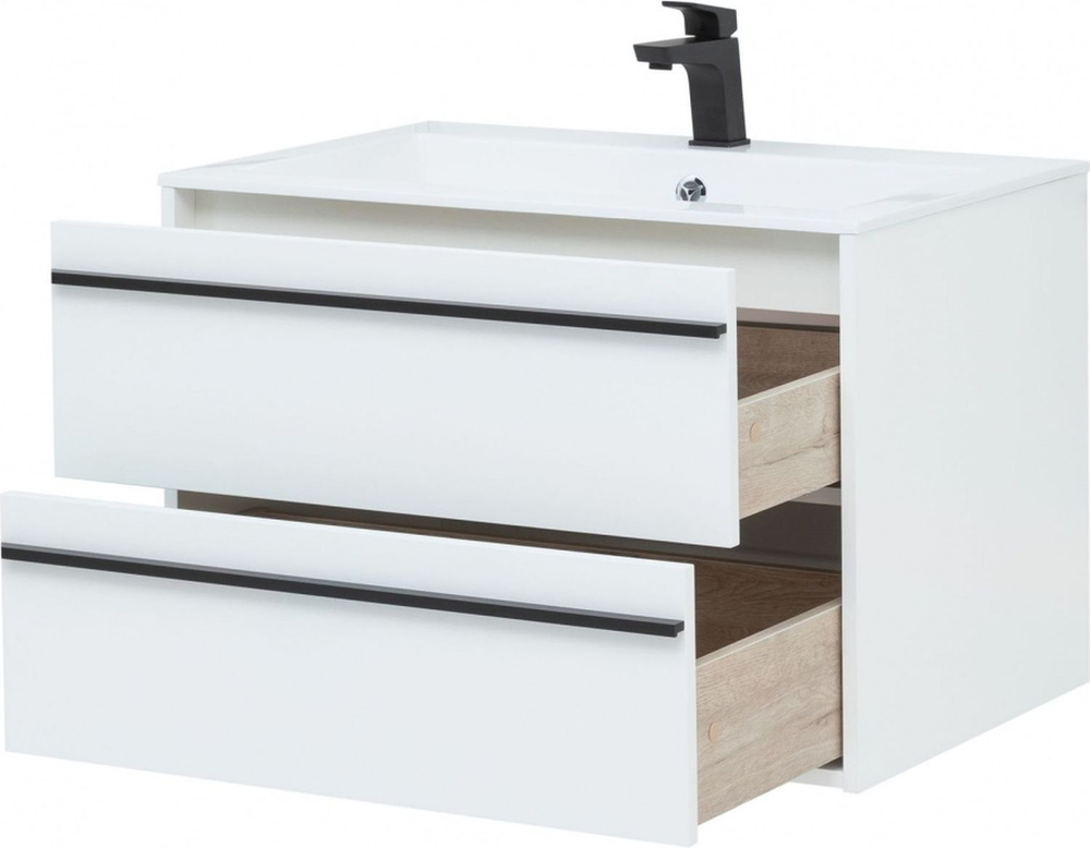 Тумба с раковиной Aquanet Lino 80 см белый матовый 271947