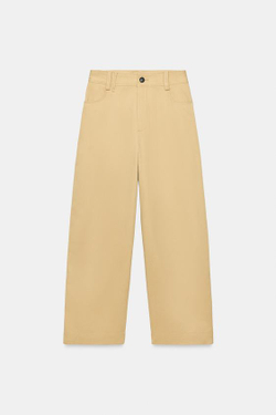 ZARA ШИРОКИЕ БРЮКИ BAGGY С ПОЛОСАМИ ПО БОКАМ — ZW COLLECTION, МЯГКИЙ КАШТАНОВЫЙ